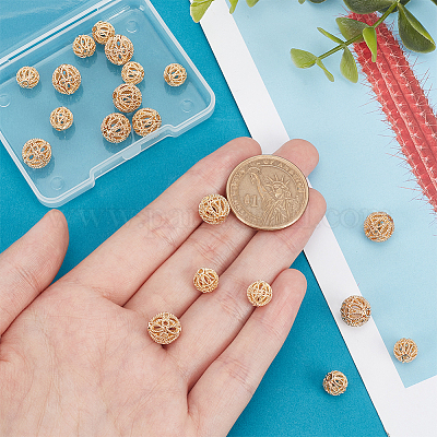 20 шт. 2-х видов латунных полых бусин KK-PH0009-41-1