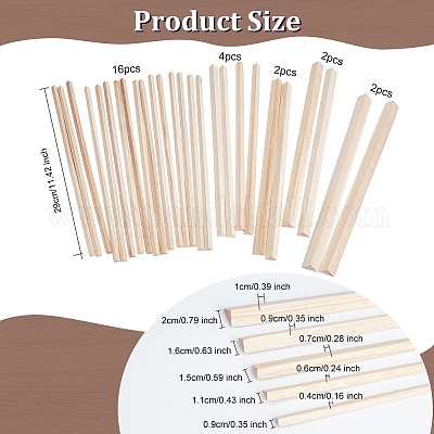 OLYCRAFT 26Pcs Triangle Wood Sticks 5 Sizes Unfinished Wooden Strips  Triangle Dowels Strips Wooden Triangle Dowel Rod Natural Wood Triangle  Sticks