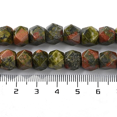 Натуральные бусины круглой огранки «звездочка» из унакита G-M418-C07-01-1