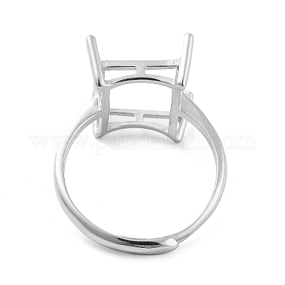 925 anello solitario in argento sterling regolabile rettangolare&nbsp;STER-G042-11P-1