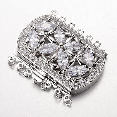 Латунь кубического циркония коробка застежками ZIRC-O020-08P-NR-1