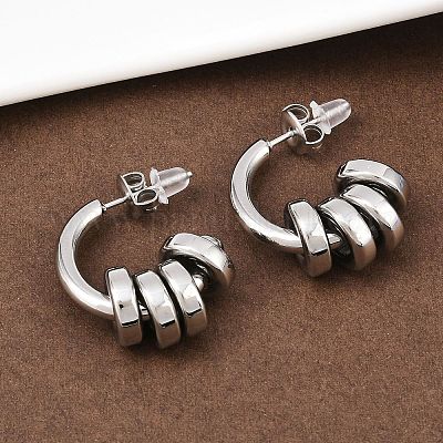 Серьги-гвоздики из нержавеющей стали 304 в форме буквы С EJEW-K268-78P-1