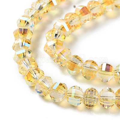 Прозрачные стеклянные бусины гальваническим пряди GLAA-Q099-H01-14-1