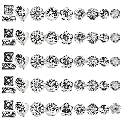 80 шт. 10 стиля пуговицы из сплава с тремя отверстиями на ножке BUTT-ME0001-05-1