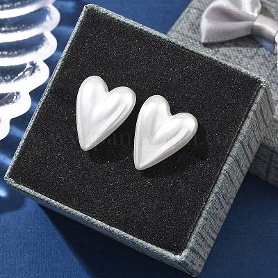 Серьги-гвоздики из пластика с имитацией жемчуга из нержавеющей стали 304 EJEW-R030-01G-04-1