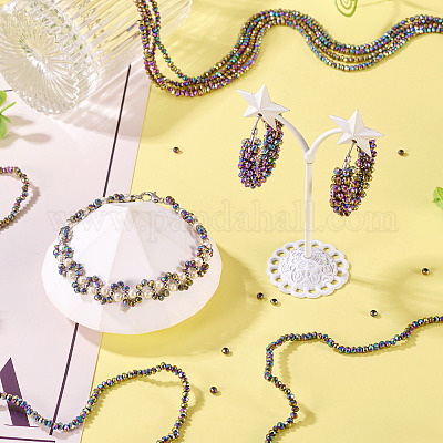 10 нить гальванических прозрачных стеклянных бусин EGLA-BW0001-02-1