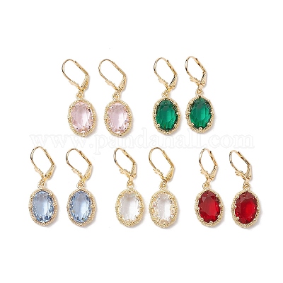 Стеклянная серьга с защелкой EJEW-C077-05KCG-1