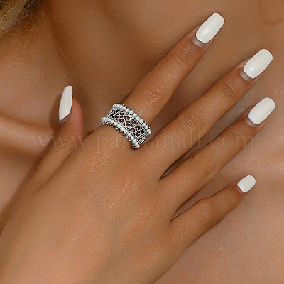 Элегантное латунное широкое полое кольцо с цветочным узором в винтажном стиле для женской повседневной носки OD6362-2-1