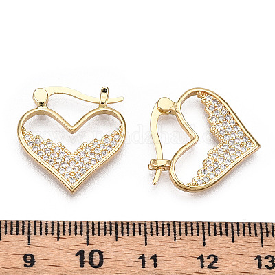 Серьги-кольца из латуни с микропаве из прозрачного кубического циркония EJEW-M223-02G-1