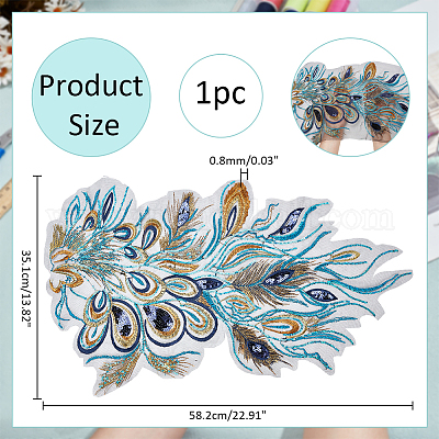 Полиэфирное кружево с узором хвост феникса и ткань с вышивкой из ПВХ SENE-WH0003-38-1