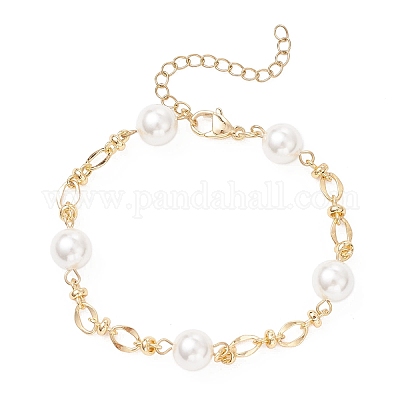 Браслеты-цепочки с круглыми жемчужинами BJEW-JB12873-1