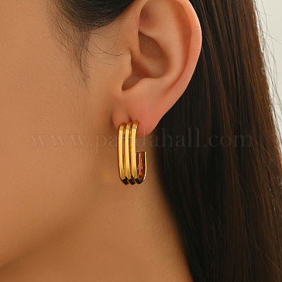 Тройные овальные серьги-гвоздики из нержавеющей стали BE1288-1