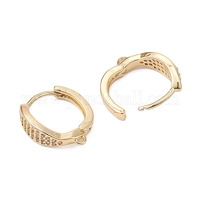 Латунные серьги-кольца из прозрачного кубического циркония ZIRC-YW0001-09G-1