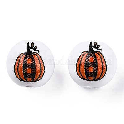 Бусины из натурального дерева с принтом на тему Хэллоуина WOOD-TAC0021-22A-1