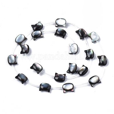 Нити бусин из натуральной черной ракушки для губ SSHEL-S278-124B-1