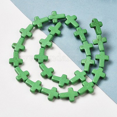 Нити из синтетических бирюзовых бусин G-P507-06F-1