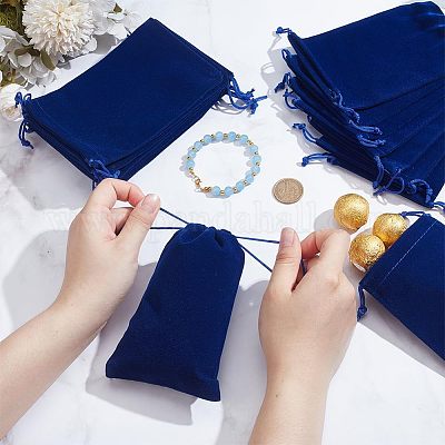 20шт прямоугольные бархатные мешочки с завязками TP-NB0001-62B-1