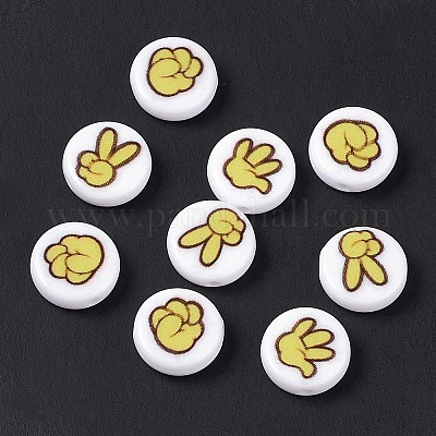 Непрозрачные печатные бусы акриловые SACR-F004-01B-1