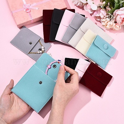 12 шт. 12 стиля квадратных бархатных мешочков для украшений TP-YW0001-05-1