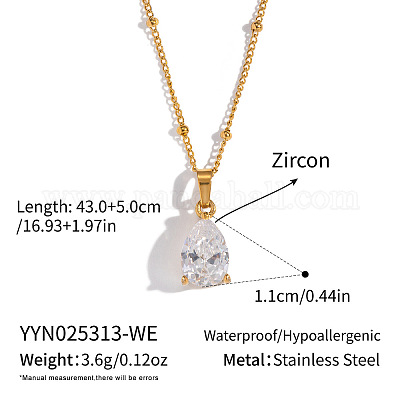 Минималистичные ожерелья-капли из нержавеющей стали 304 с кубическим цирконием и паве для женщин DL9343-6-1