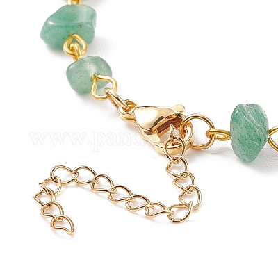 Браслет на щиколотку с бусинами из драгоценных камней и цепочками из нержавеющей стали 304 для женщин X-AJEW-AN00497-1