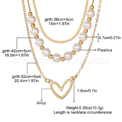 Ожерелья из сплава в форме сердца и пластиковой искусственной жемчужины в один слой для женщин FS-WGA62EB-01-1