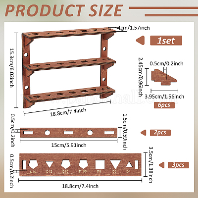 1 сумка 3-х уровневая деревянная настенная стойка для хранения игральных костей ODIS-BC0001-27-1