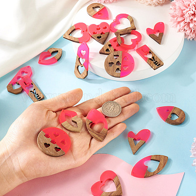 20 шт. подвески из смолы и ореха в двух стилях WOOD-TA0002-73B-1