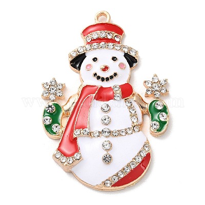 Рождественские подвески из цинкового сплава со стразами&nbsp;LS-PALLOY-K008-02D-KCG-1