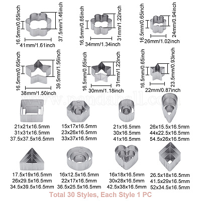 30 шт. Формочки для печенья из нержавеющей стали 10 видов DIY-WH0591-098-1