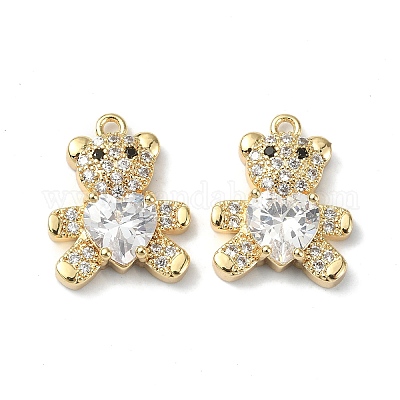 Подвески из латуни с покрытием из прозрачного кубического циркония KK-B072-24G-1