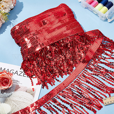 10 ярд полиэфирной кружевной ленты с кисточками DIY-WH0430-569A-1