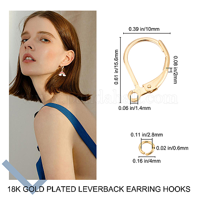 20 шт. 2-х стильная фурнитура для сережек с застежкой-рычагом из латуни с петлей DIY-BBC0001-02G-1