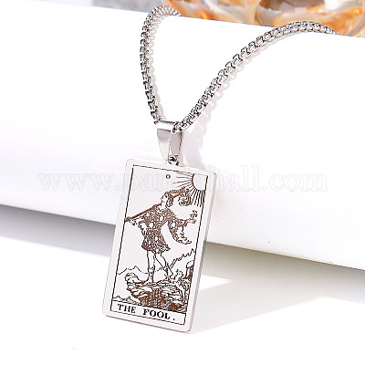 Ретро хип-хоп ожерелья из нержавеющей стали 304 с подвесками Таро для мужчин&nbsp;FS-WGEC43A-10-1