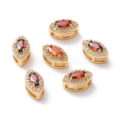 Латунные микропаве темно-оранжевые бусины из кубического циркония ZIRC-Z019-04G-NR-1