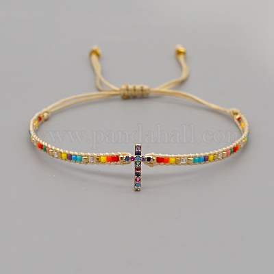 Регулируемые нейлоновые шнур плетеный браслеты из бисера BJEW-C011-08E-1