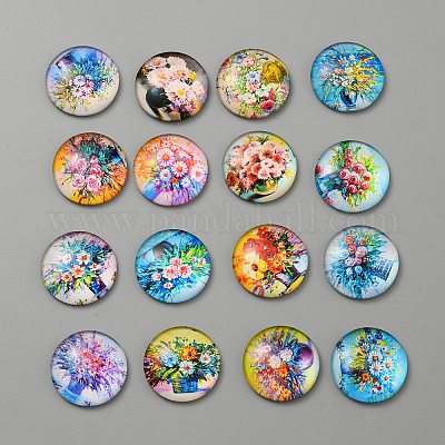 Кабошоны из стекла&nbsp;GLAA-WH0024-06A-1