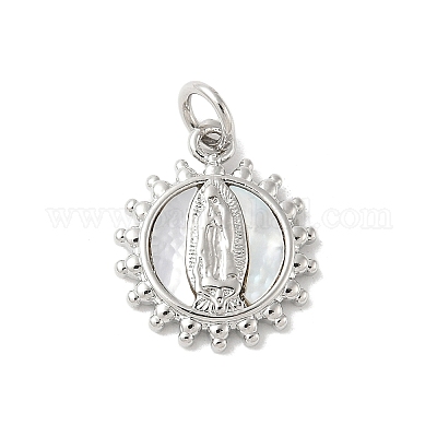 Подвески из латуни с натуральными белыми ракушками KK-S522-06A-P-1