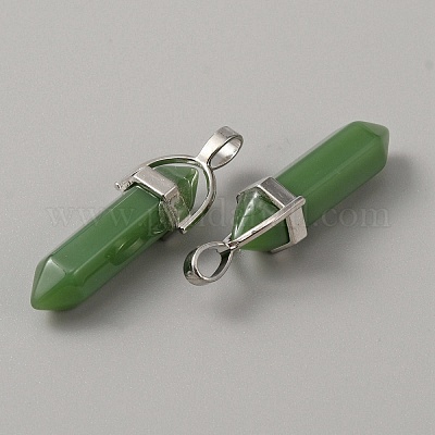 Натуральные зеленые авантюриновые двойные заостренные подвески G-WH0016-37D-1