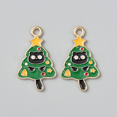 Подвески из эмали с рождественской тематикой кошки ENAM-CJC0013-16E-1
