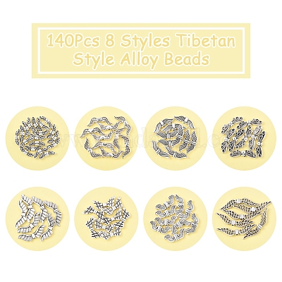 140шт 8 стиля бусины из сплава в тибетском стиле TIBEB-FS0001-18-1