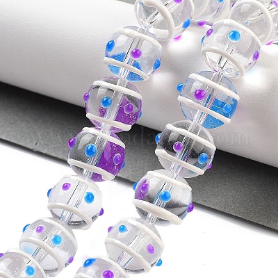 Стеклянные бусины с эмалевыми нитями GLAA-M047-01G-1