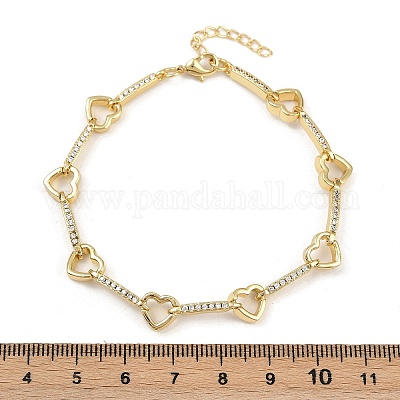 Латунные браслеты-цепочки с микропаве из прозрачных кубических цирконий для женщин BJEW-F504-10G-1