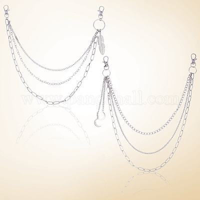 2 шт. 2 стиля сплава 3 слоя цепи ремень с кисточками для брюк&nbsp;AJEW-GF0011-95-1