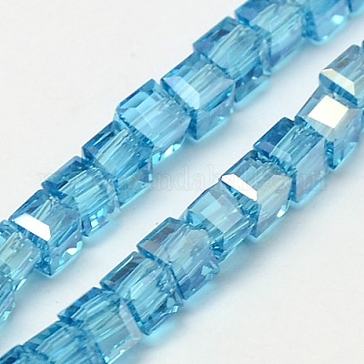 Гальванические стеклянные бусины EGLA-J028-4x4mm-AB08-1