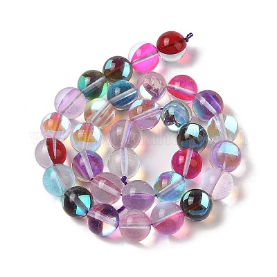 Гальванические нити из синтетических бусин из лунного камня G-C131-A01-04-1