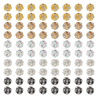 100шт 5 цвета латунные бусины со стразами KK-TA0002-11A-1