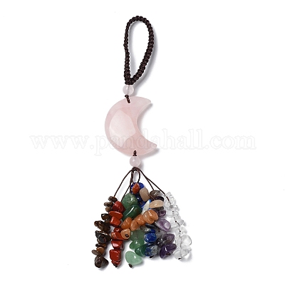 Луна натуральный розовый кварц кулон украшения HJEW-R127-01H-1