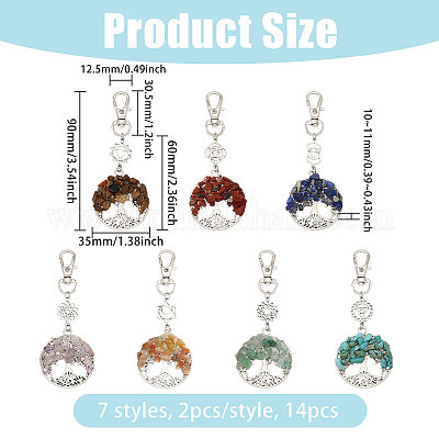 14 шт. 7 стиля чакра натуральные и синтетические драгоценные камни бусины и сплав древо жизни подвеска украшения HJEW-FH00150-1