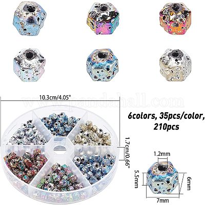 210 шт. 6-х цветные гальванизированные бусины из натуральной лавы G-OC0001-97-1